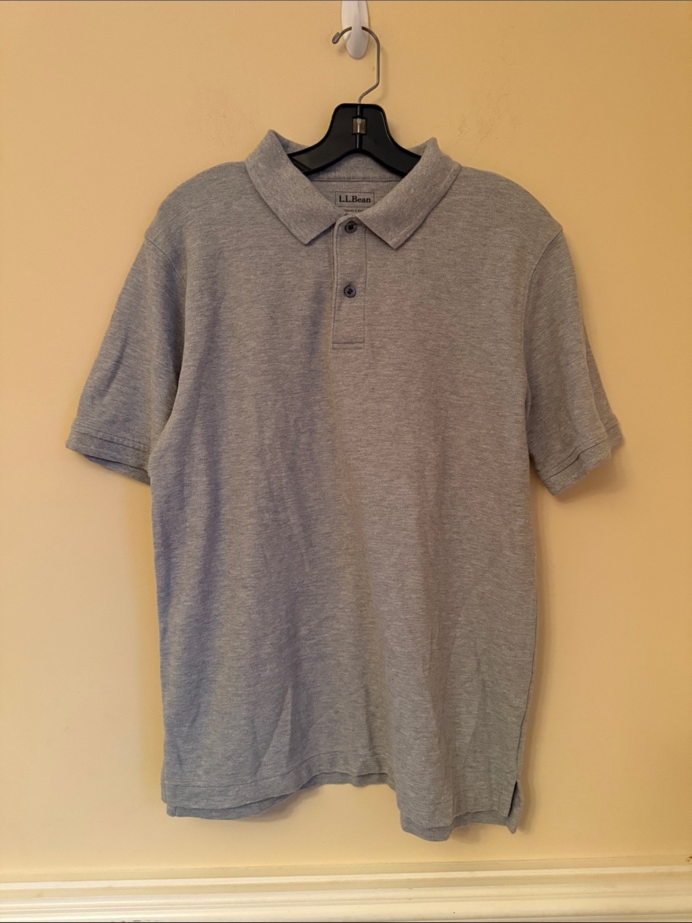 L.L. Bean Men's 100% Cotton Slightly Fitted Gray Polo Shirt Size Medium